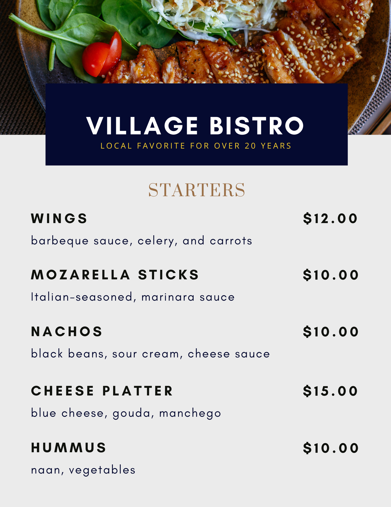 Menu Village Bistro Hoursmap